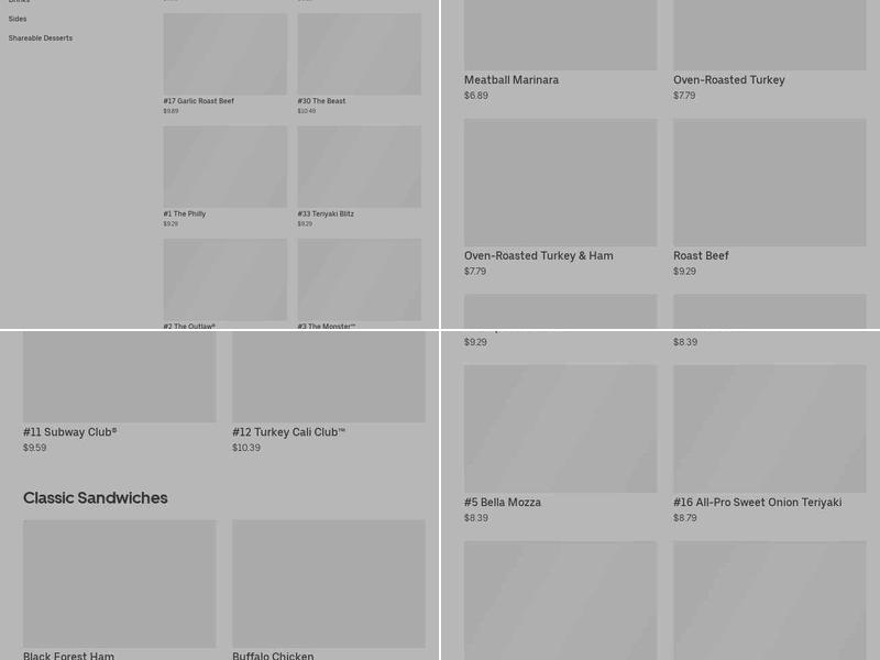 Subway Menu