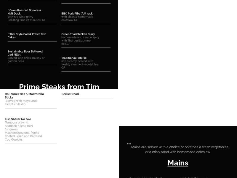 The Three Horseshoes Menu