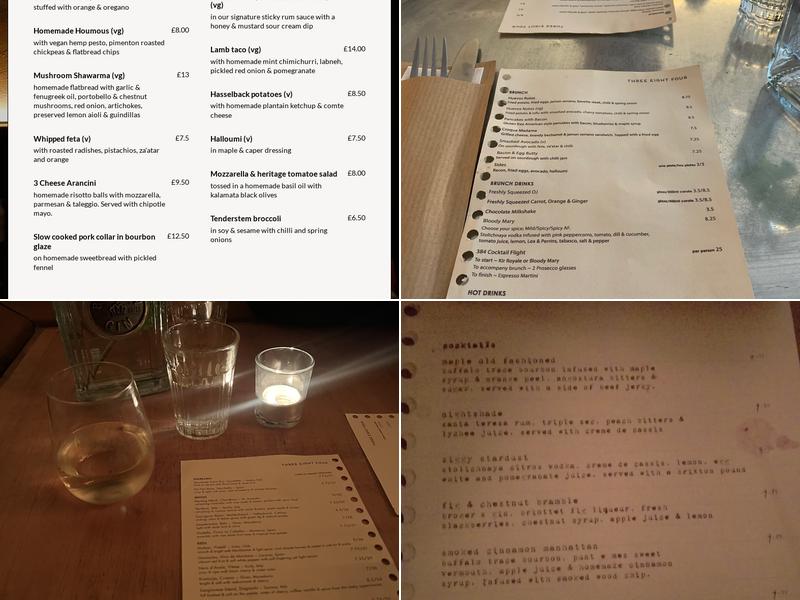 Three Eight Four Menu