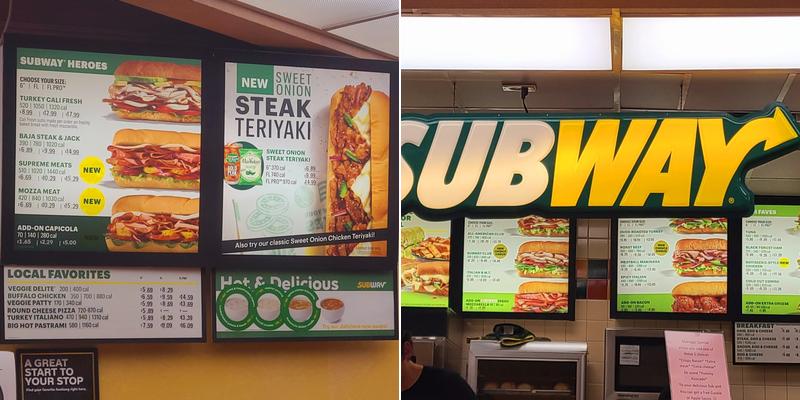 Subway Menu