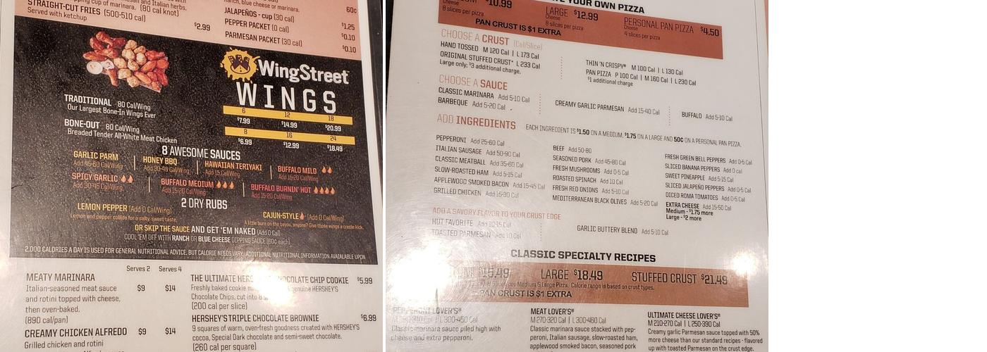 Pizza Hut Menu
