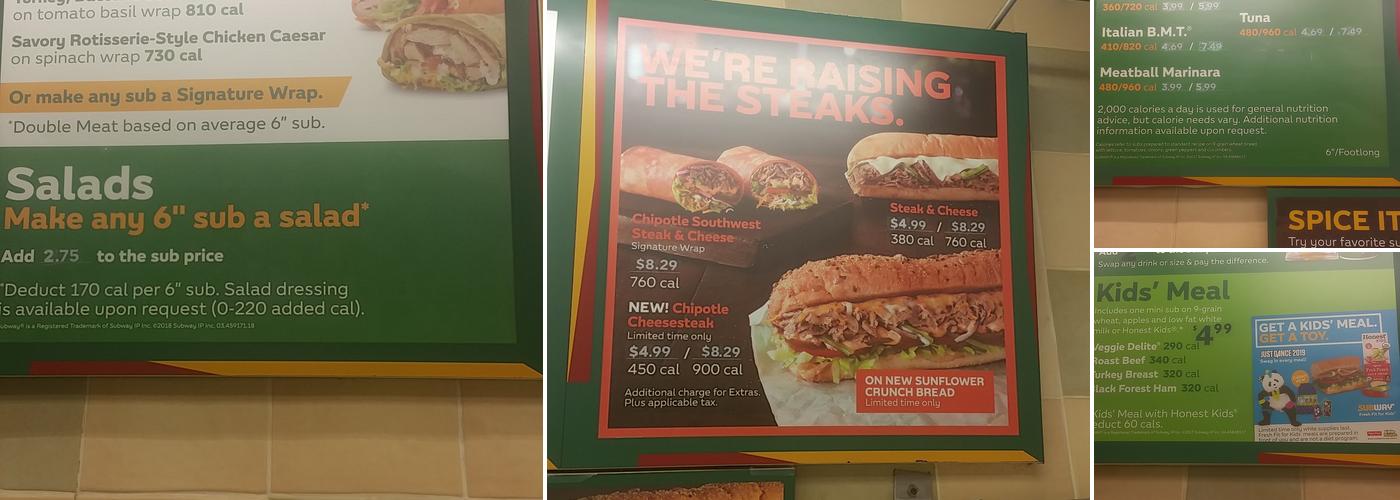 Subway Menu