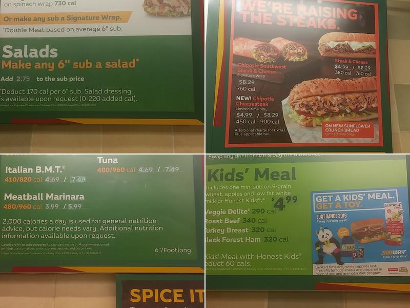 Subway Menu