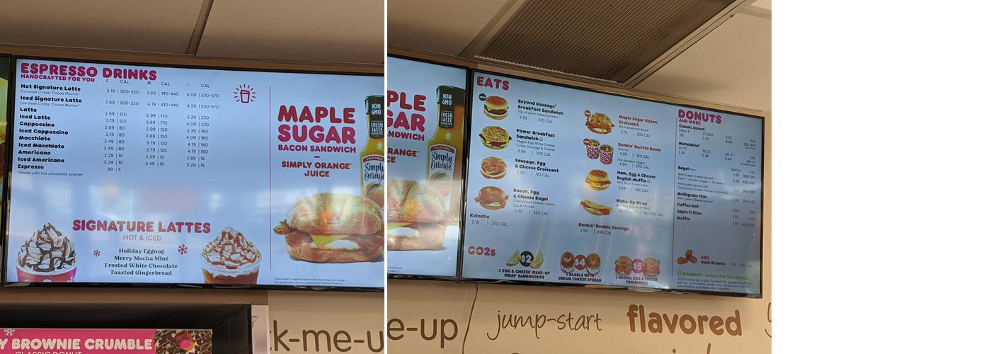 Dunkin' Menu