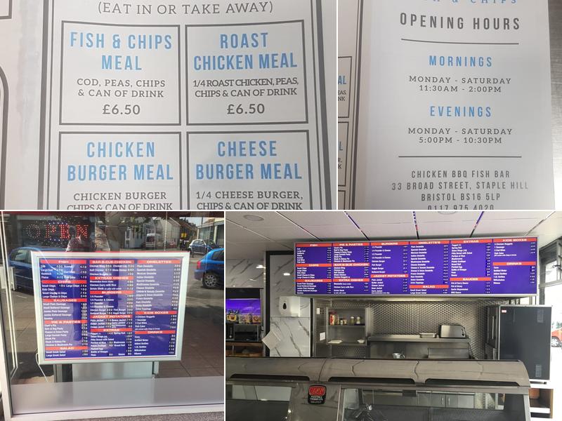 Chicken BBQ Fish Bar Menu