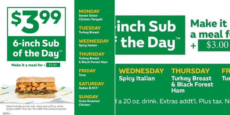 Subway Menu