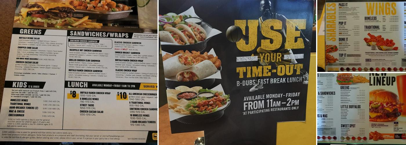 Buffalo Wild Wings Menu