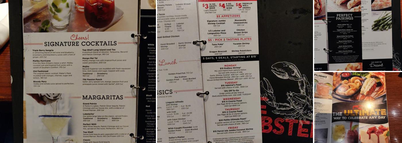 Red Lobster Menu