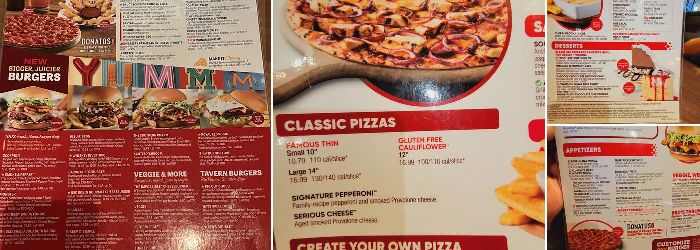 Red Robin Gourmet Burgers and Brews Menu