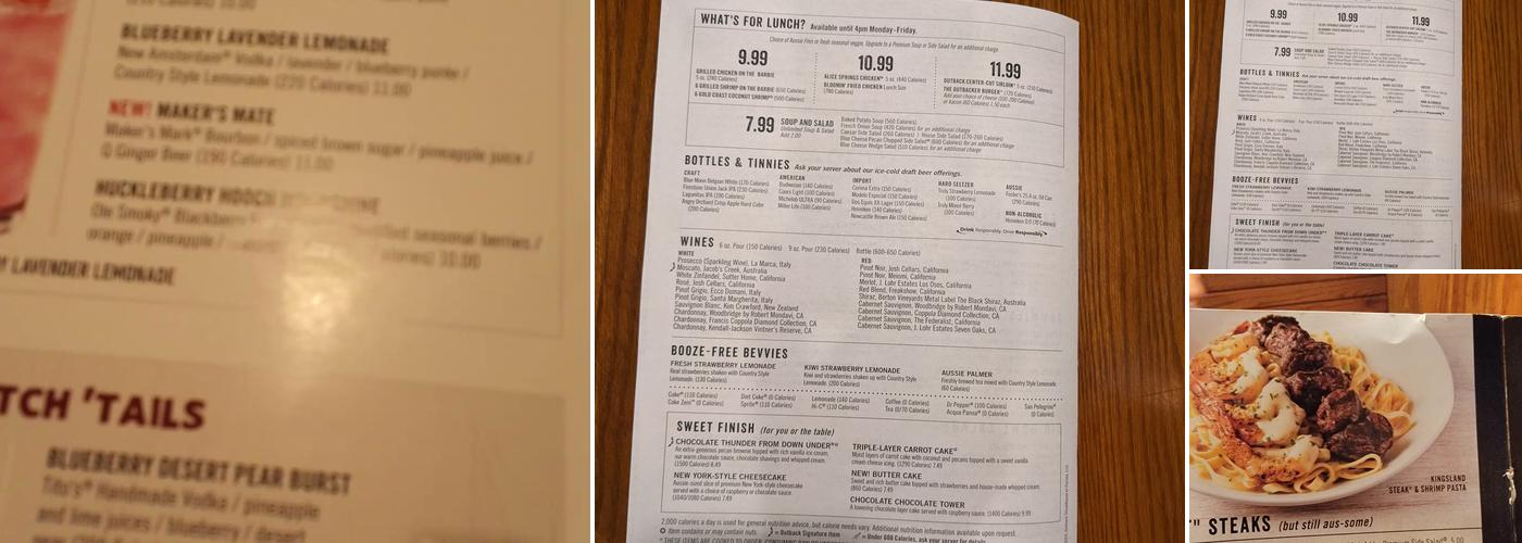Outback Steakhouse Menu