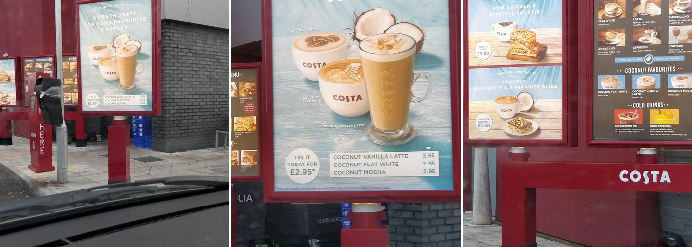 Costa Coffee Menu