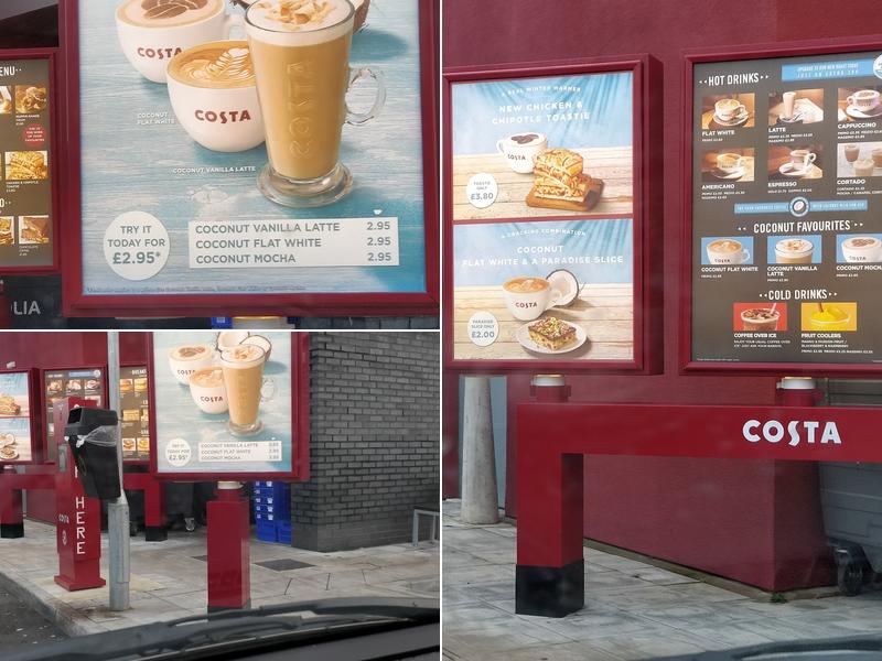 Costa Coffee Menu
