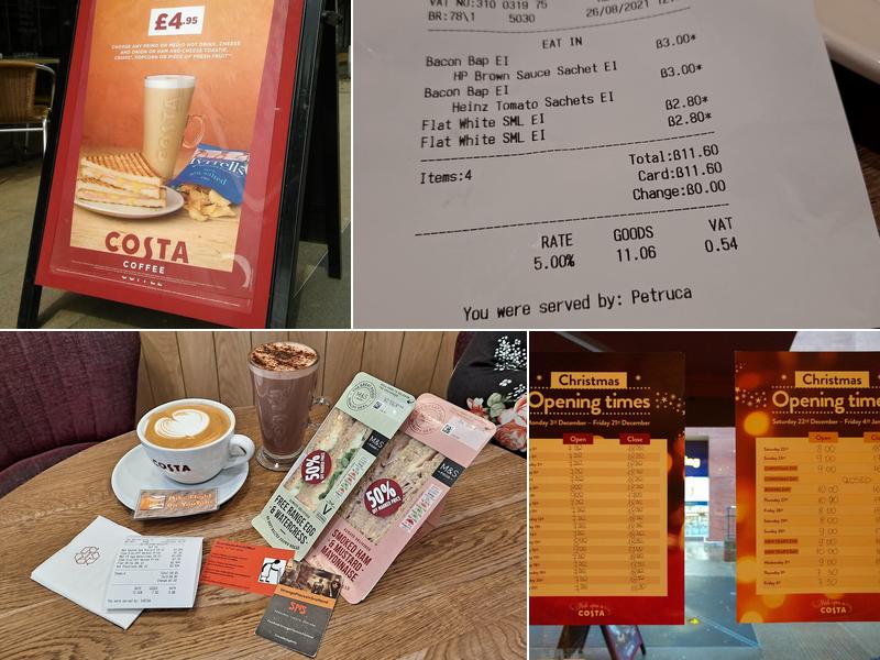 Costa Coffee Menu