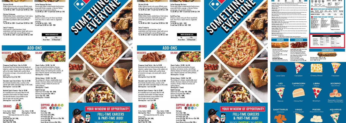 Domino's Pizza Menu