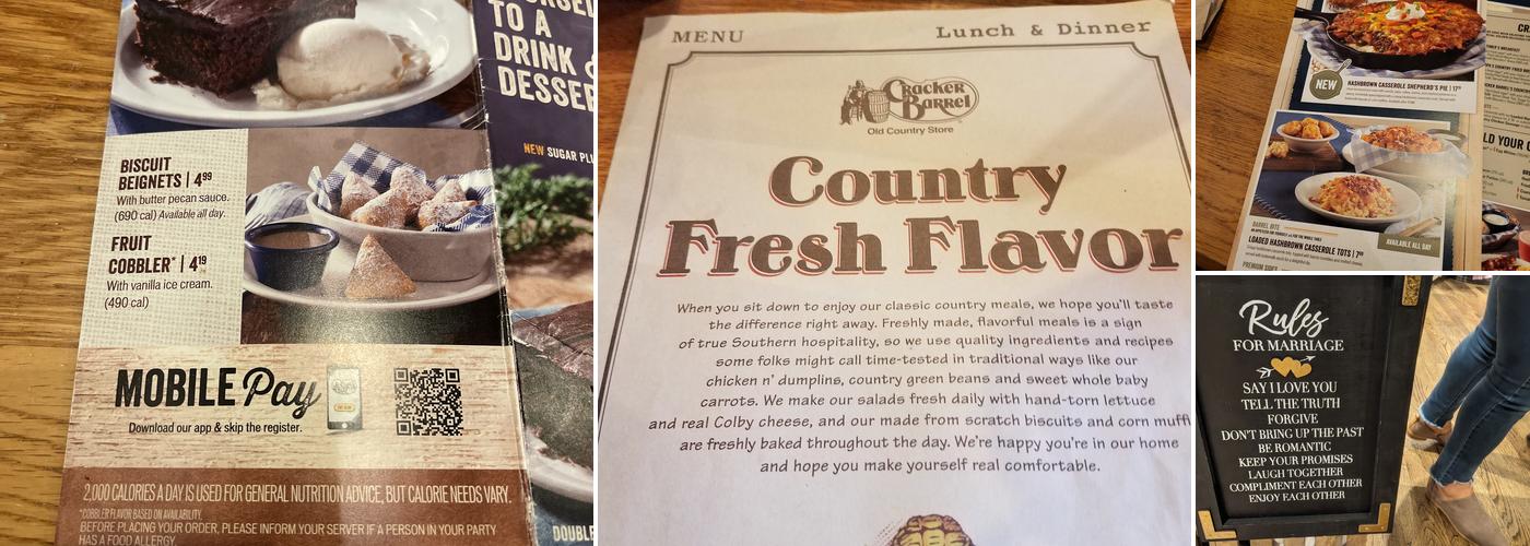 Cracker Barrel Old Country Store Menu