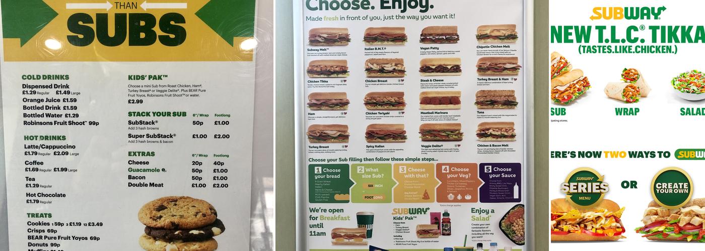 Subway Menu