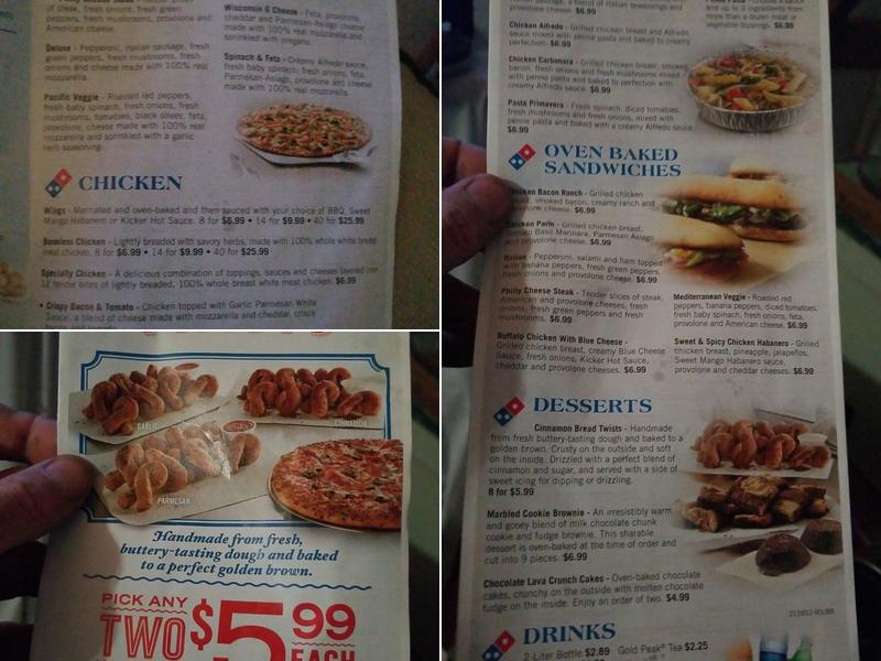 Domino's Pizza Menu