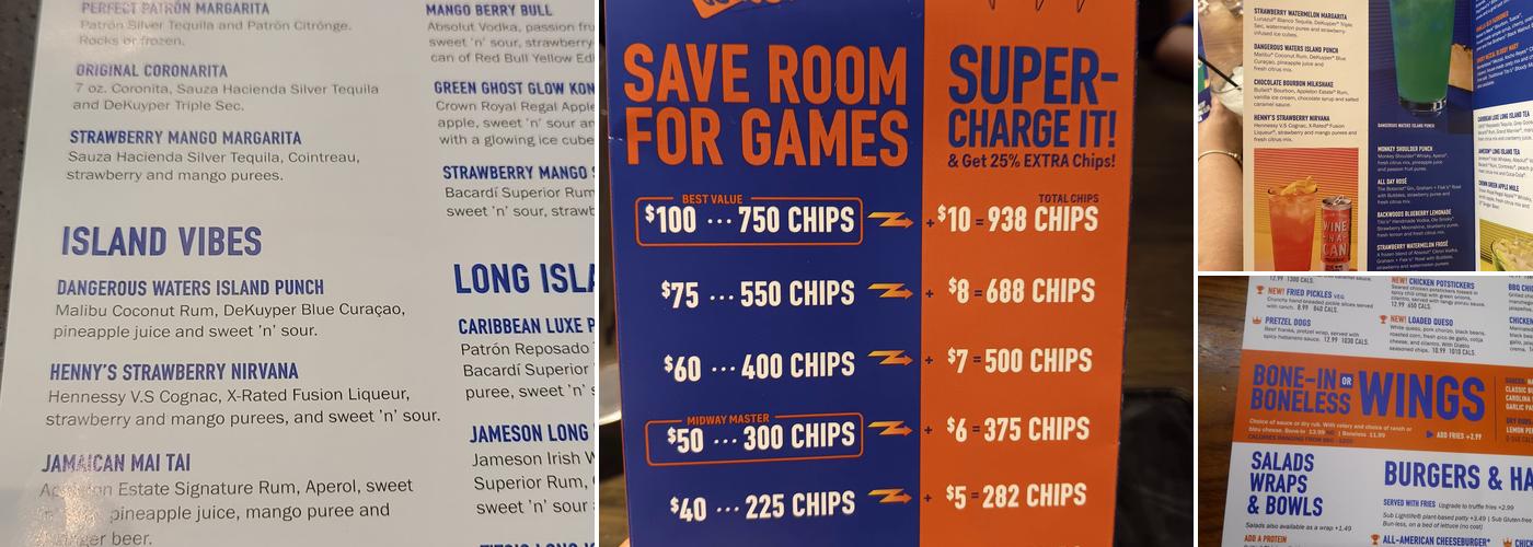 Dave & Buster's Glendale Menu