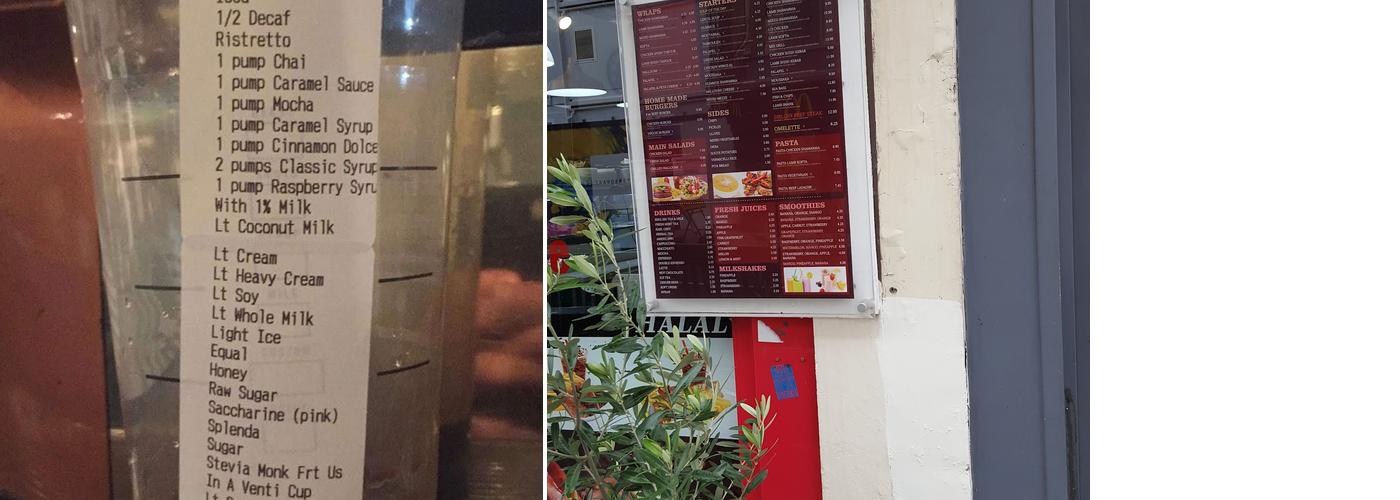 Starbucks Coffee Menu