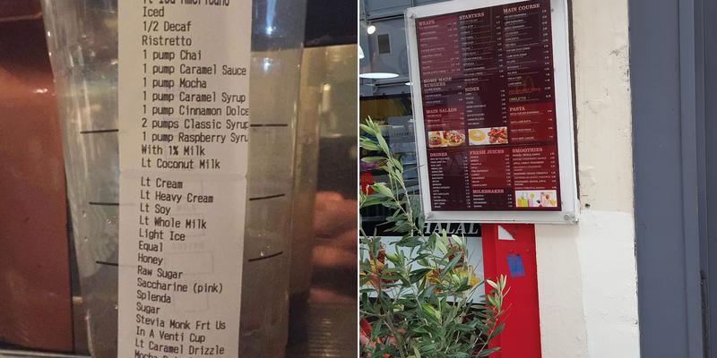 Starbucks Coffee Menu