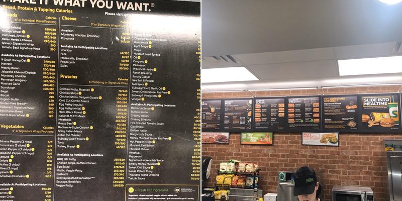 Subway Menu