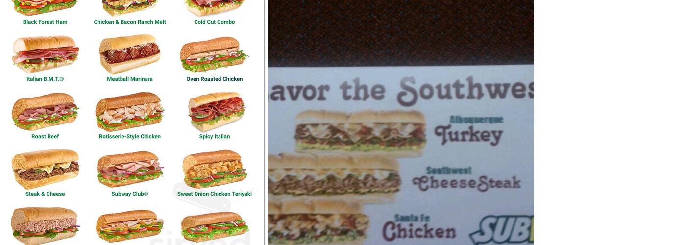 Subway Menu