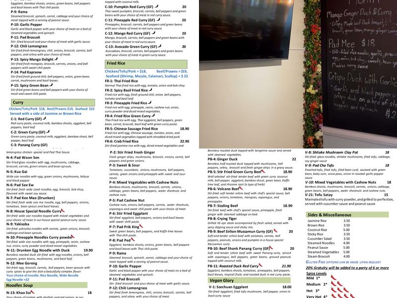 Ginn D Thai Restaurant Menu