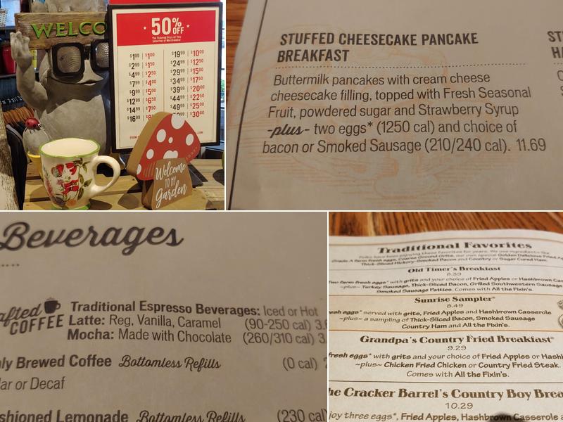Cracker Barrel Old Country Store Menu