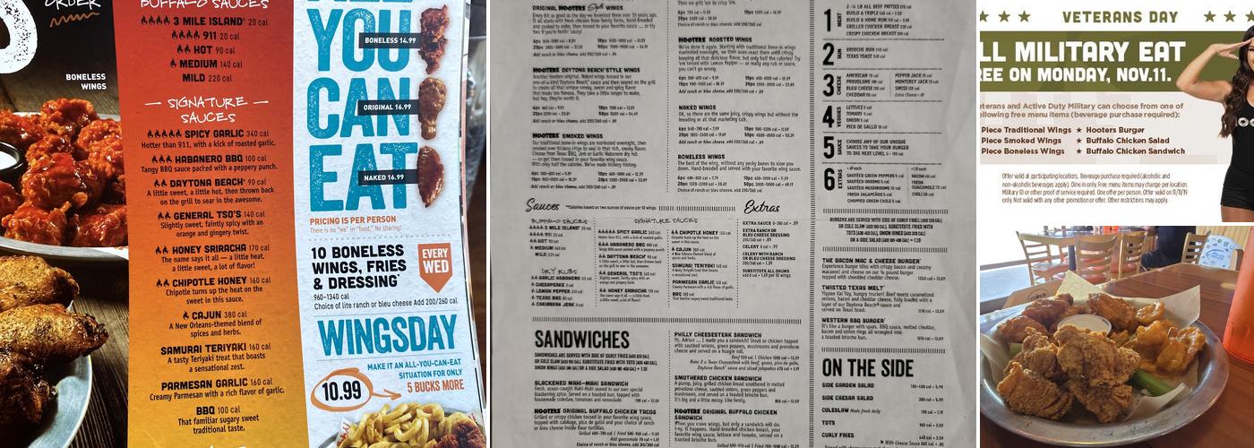 Hooters Menu