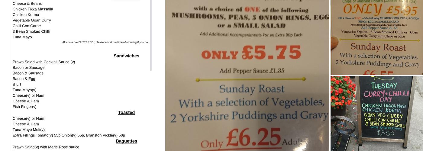 The Three Pigeons Menu