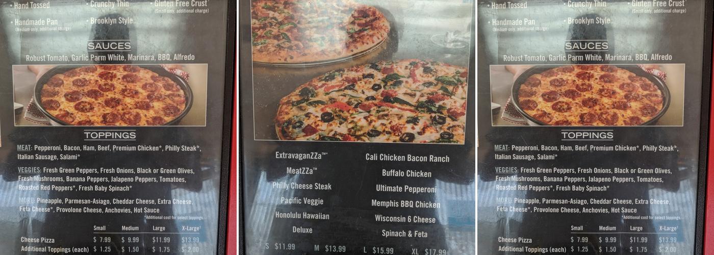 Domino's Pizza Menu