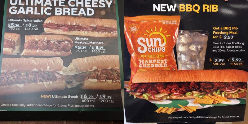 Subway Menu