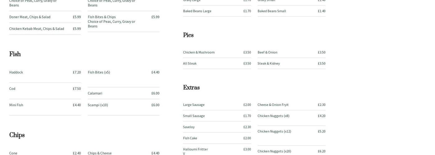 Burton Joyce Fish Bar Menu
