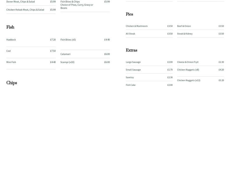 Burton Joyce Fish Bar Menu
