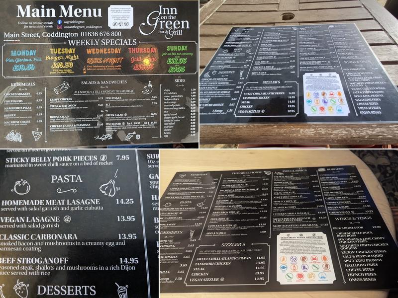 Inn On The Green Menu