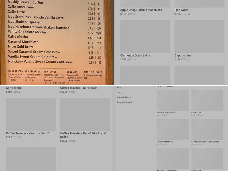 Starbucks Menu