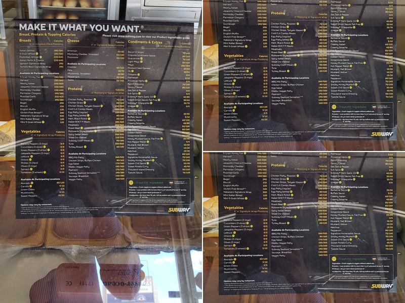 Subway Menu