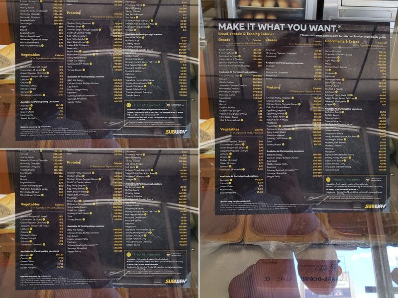 Subway Menu
