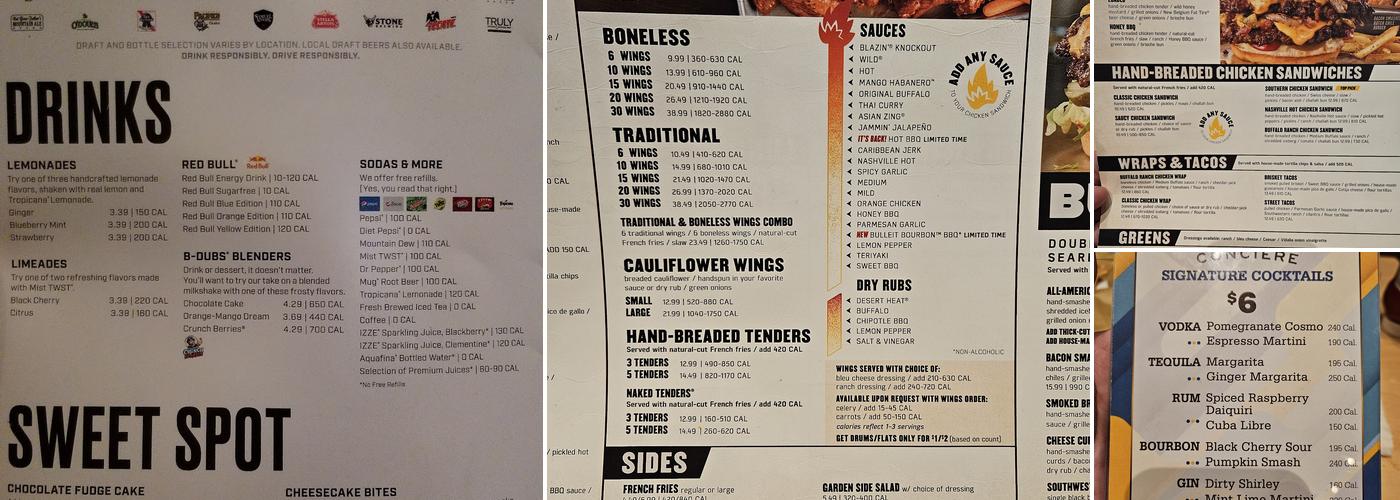 Buffalo Wild Wings Menu
