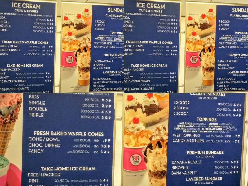 Baskin-Robbins Menu