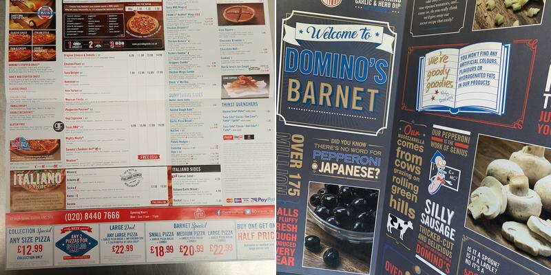 Domino's Pizza - London - Barnet Menu