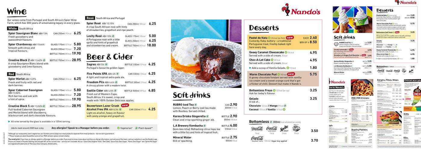 Nando's Stoke Newington Menu