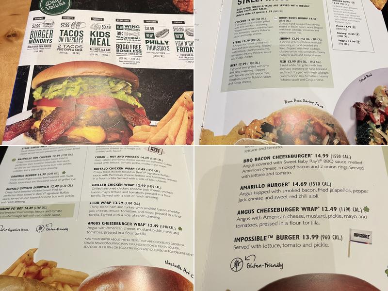 Beef 'O' Brady's Menu