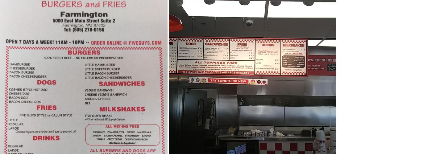 Five Guys Menu