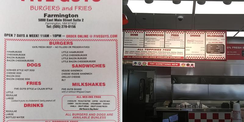 Five Guys Menu