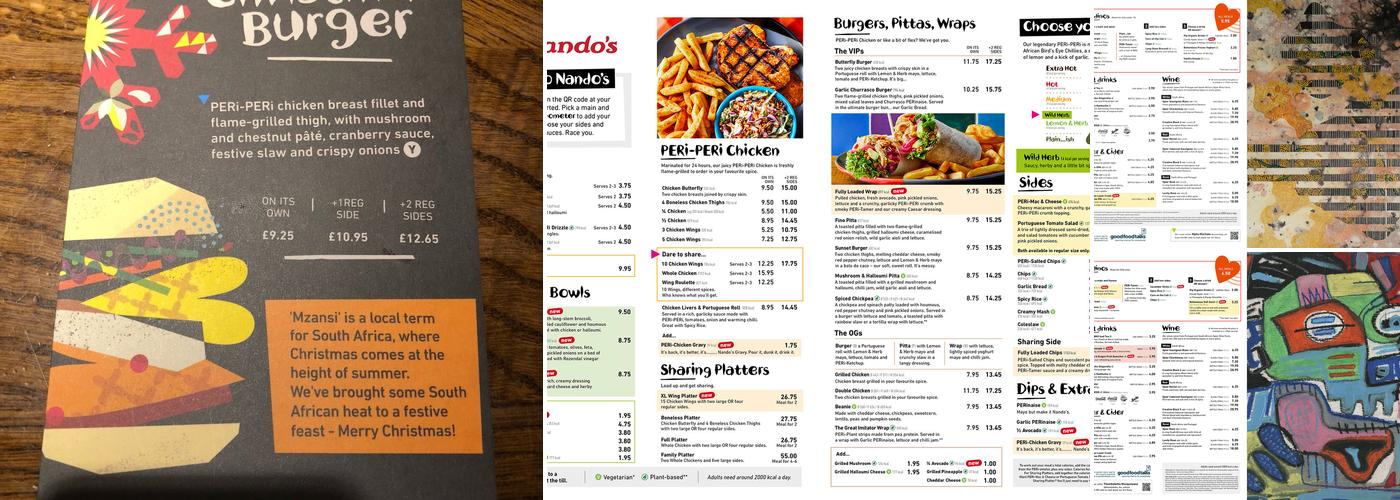 Nando's Bethnal Green Menu