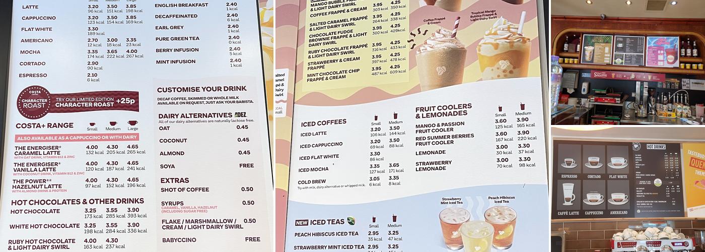 Costa Coffee Menu