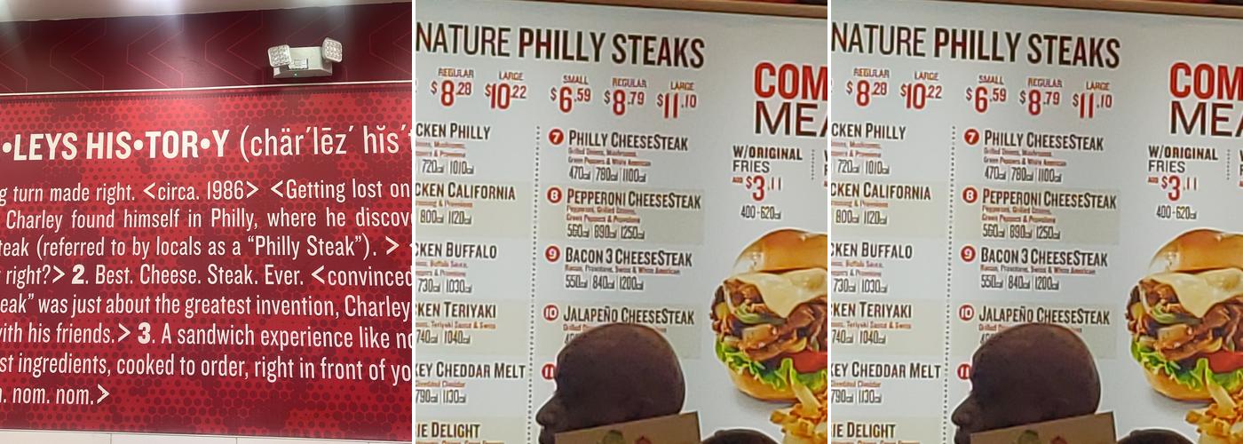 Charleys Cheesesteaks Menu