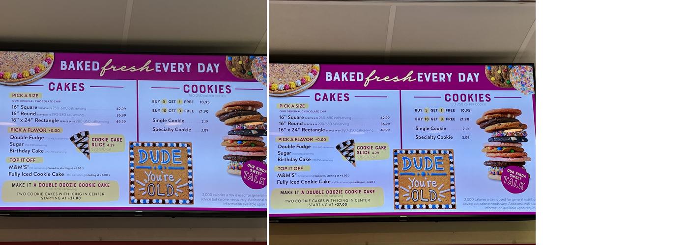 Great American Cookies and Marble Slab Creamery Menu