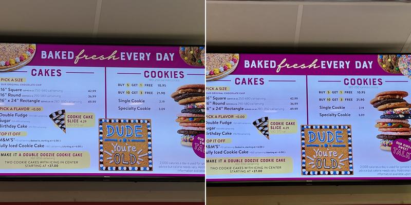 Great American Cookies and Marble Slab Creamery Menu